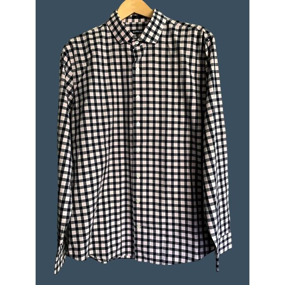 EXPRESS- MENS SLIM FIT 100% COTTON LONG SLEEVE BUTTON FRONT SHIRT SIZE X-LARGE - Picture 1 of 8